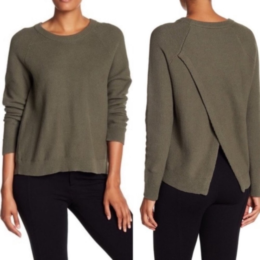 Green Madewell Sweater w/ Crossed Opening in Back